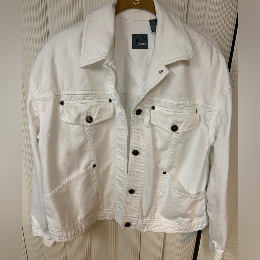 Liz wear White Denim Jacket ,Size Medium, 100%Cotton
